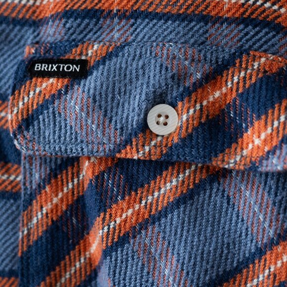 Brixton Bowery Flannel shirt in Slate Blue - Picture 4 of 7